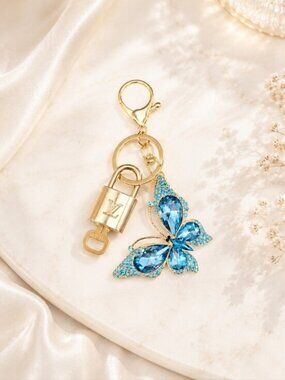 LV Gold Padlock 🔑 Authentic Louis Vuitton Charm + Unbranded Butterfly Keychain